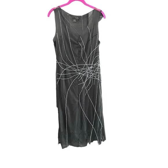 Poleci Women's Black Sleeveless Mini Dress Size M mesh overlay dress - Picture 6 of 11